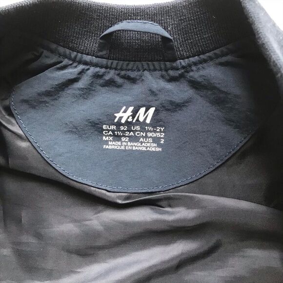 H&M navy blue bomber jacket EUC 1.5-2Y - Picture 4 of 5